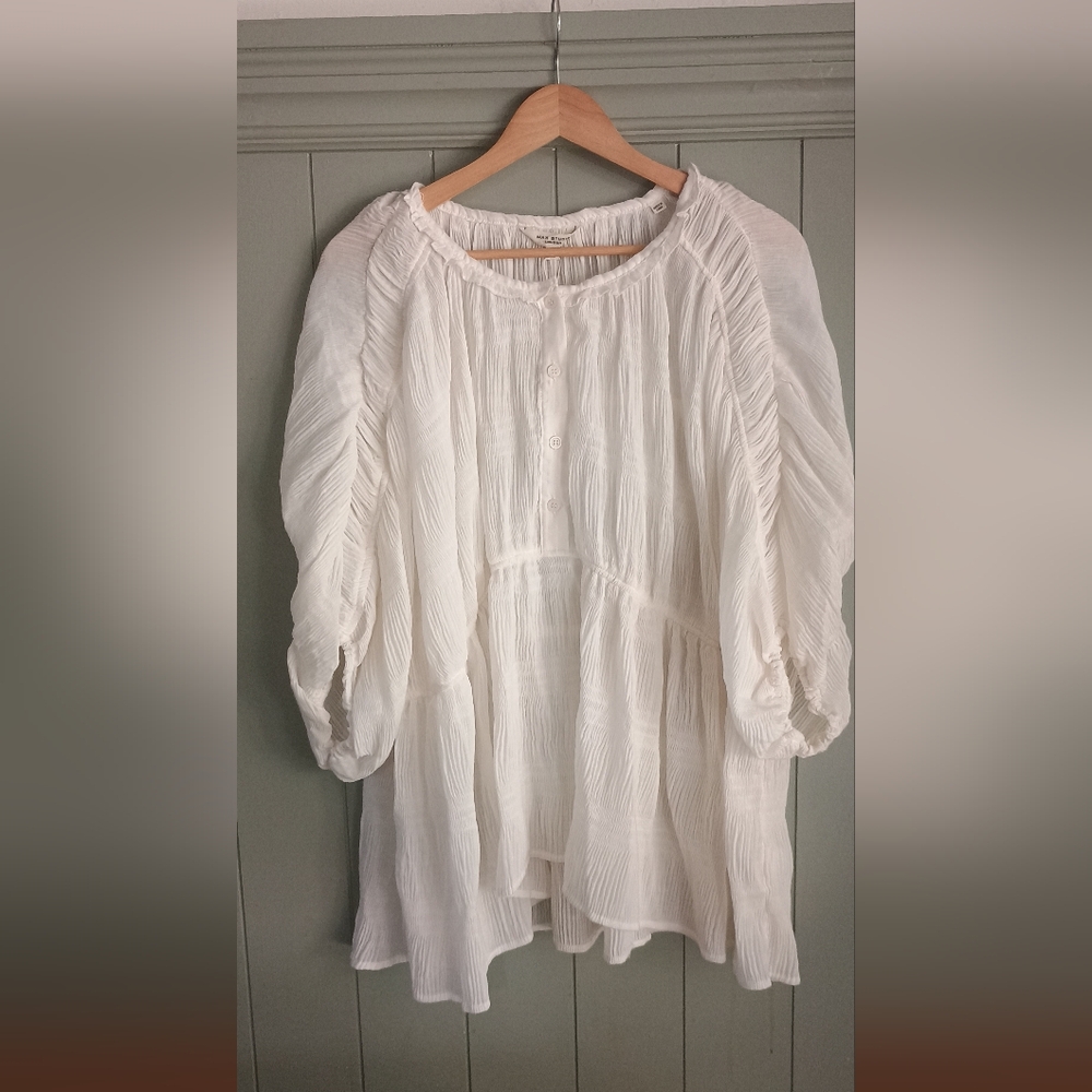 Max Studio White Blouse with Textured Design